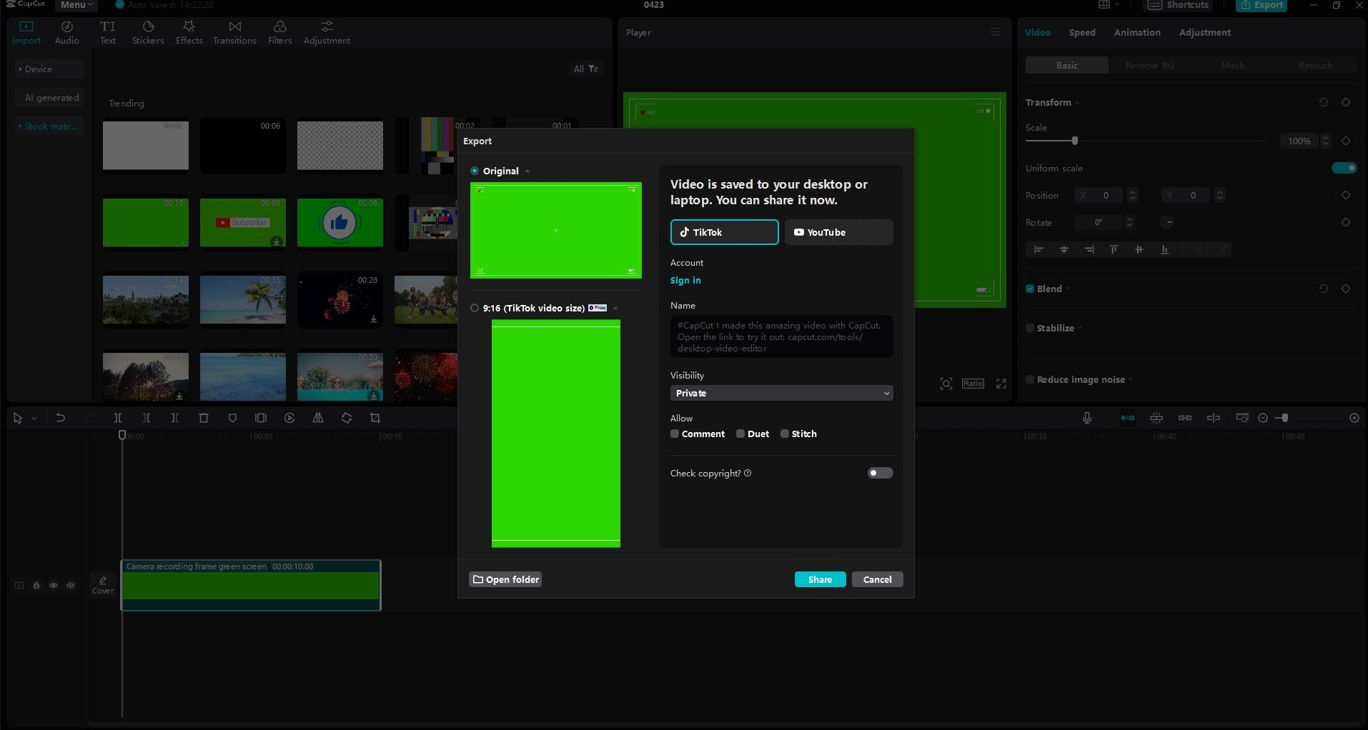 exportera som mp4 med capcut
