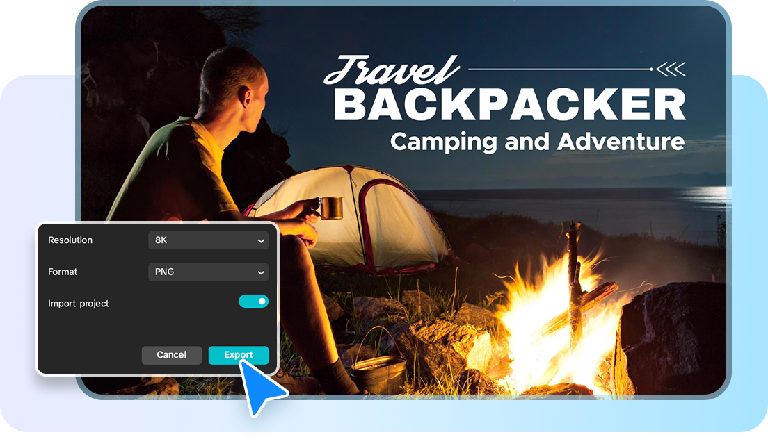 High-quality export up to 8K with CapCut's photo editor