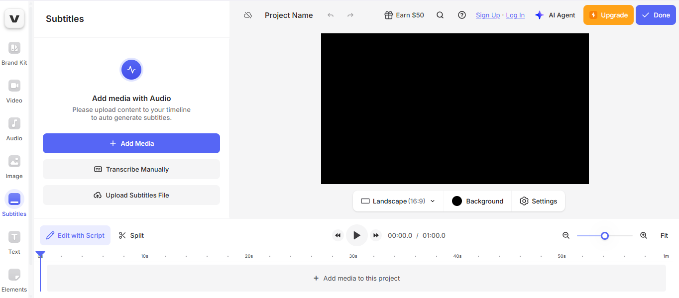 La interfaz de VEED.io