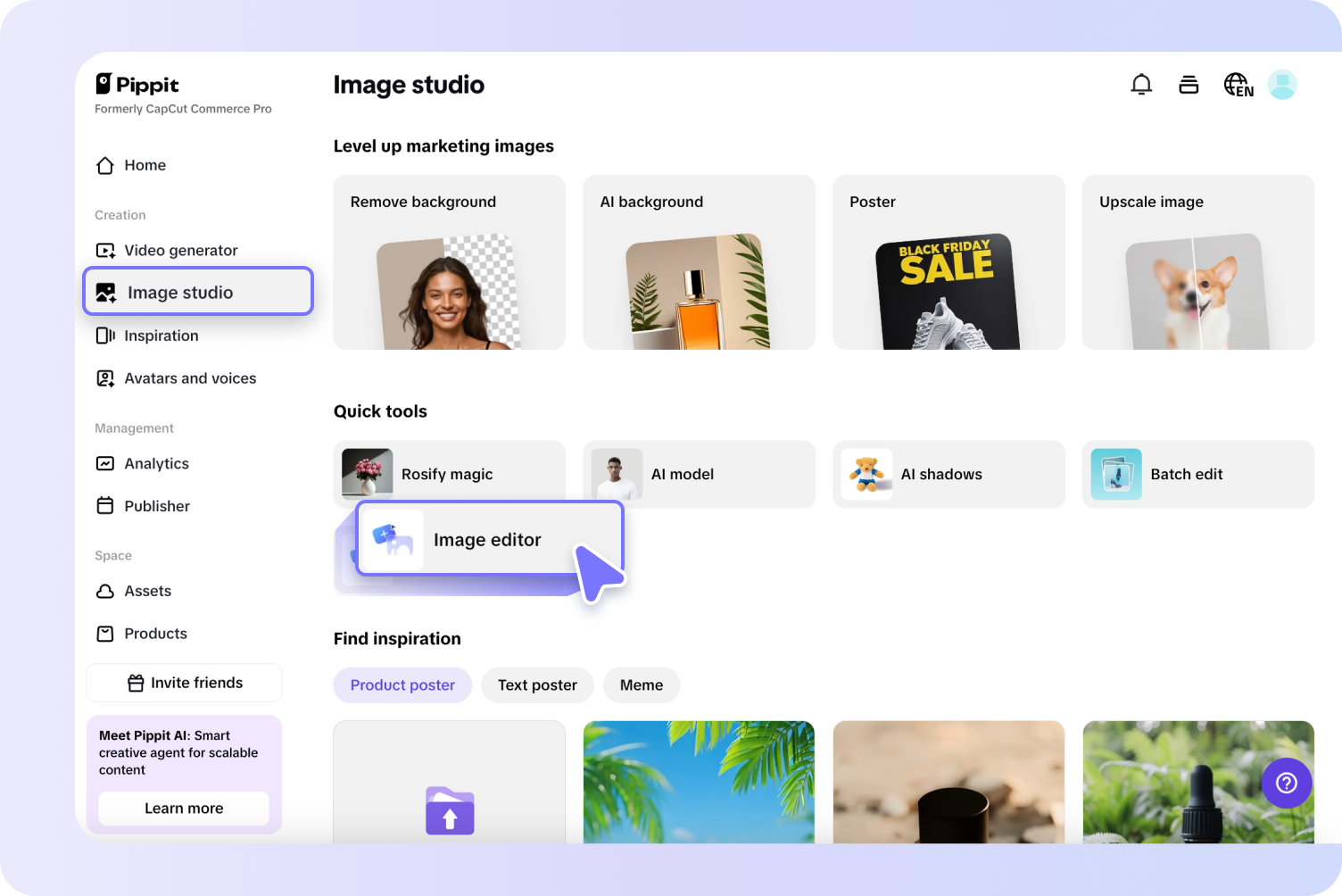 Open Image editor and upload your photo