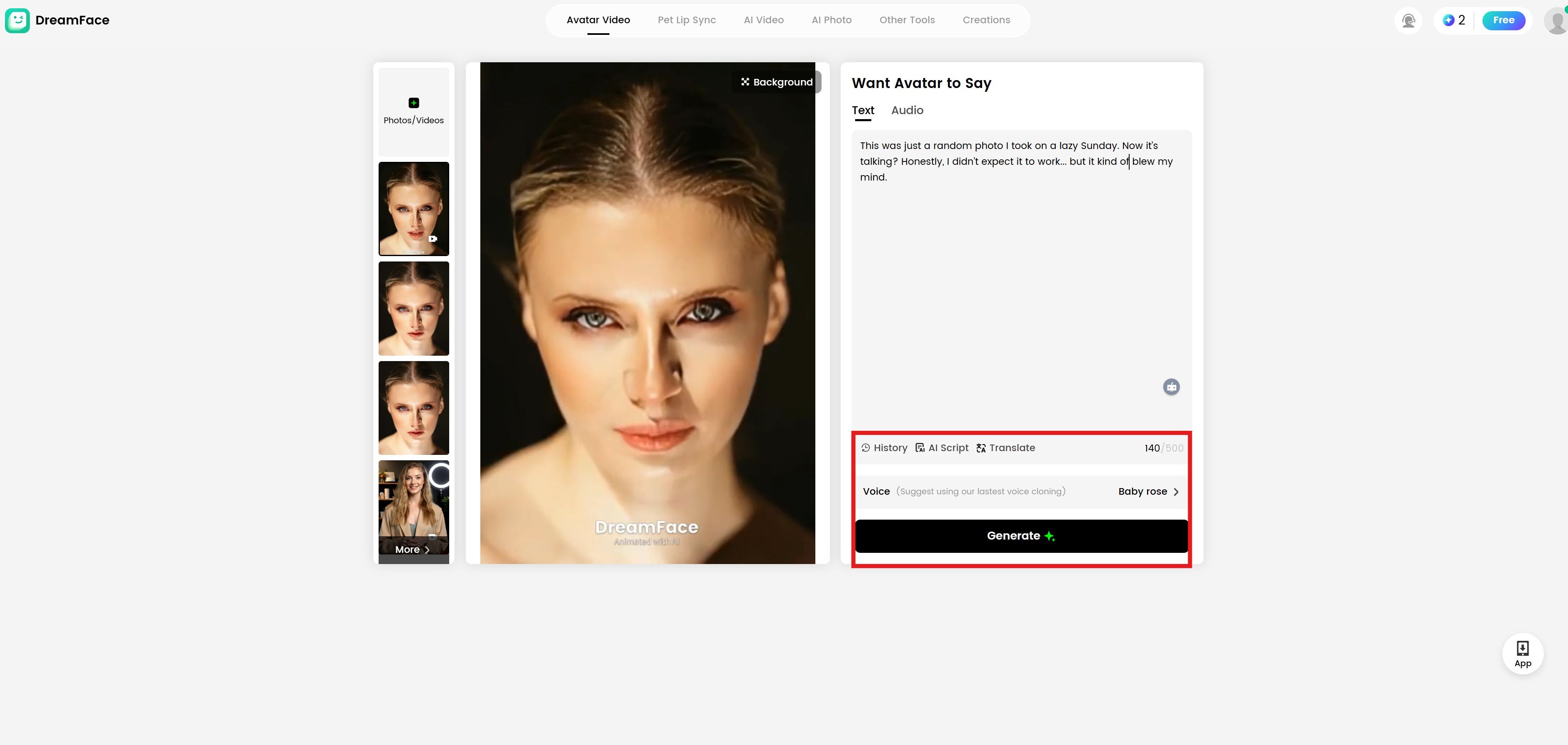 Dream Face price