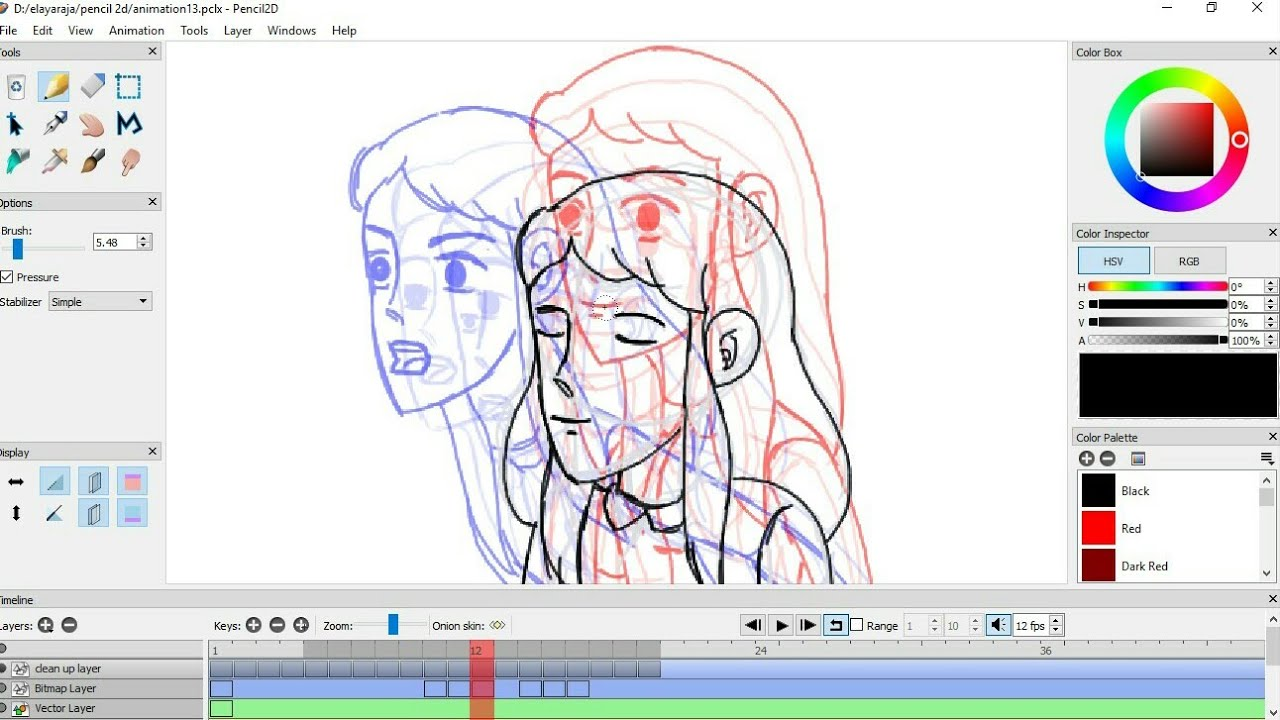 An interface of good 2D animation software free, Pencil2D