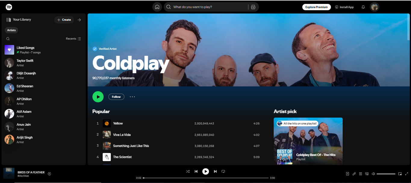 Coldplay - jeden z 200 najlepszych artystów spotify