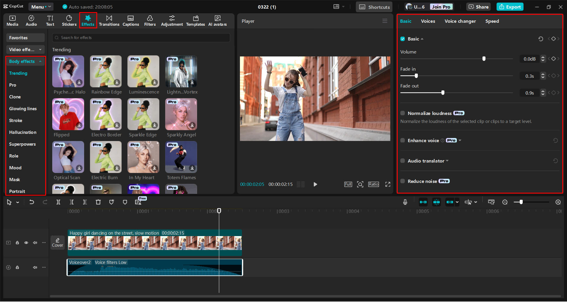 Editing and enhancing a Spotify artist message video in the CapCut desktop video editor