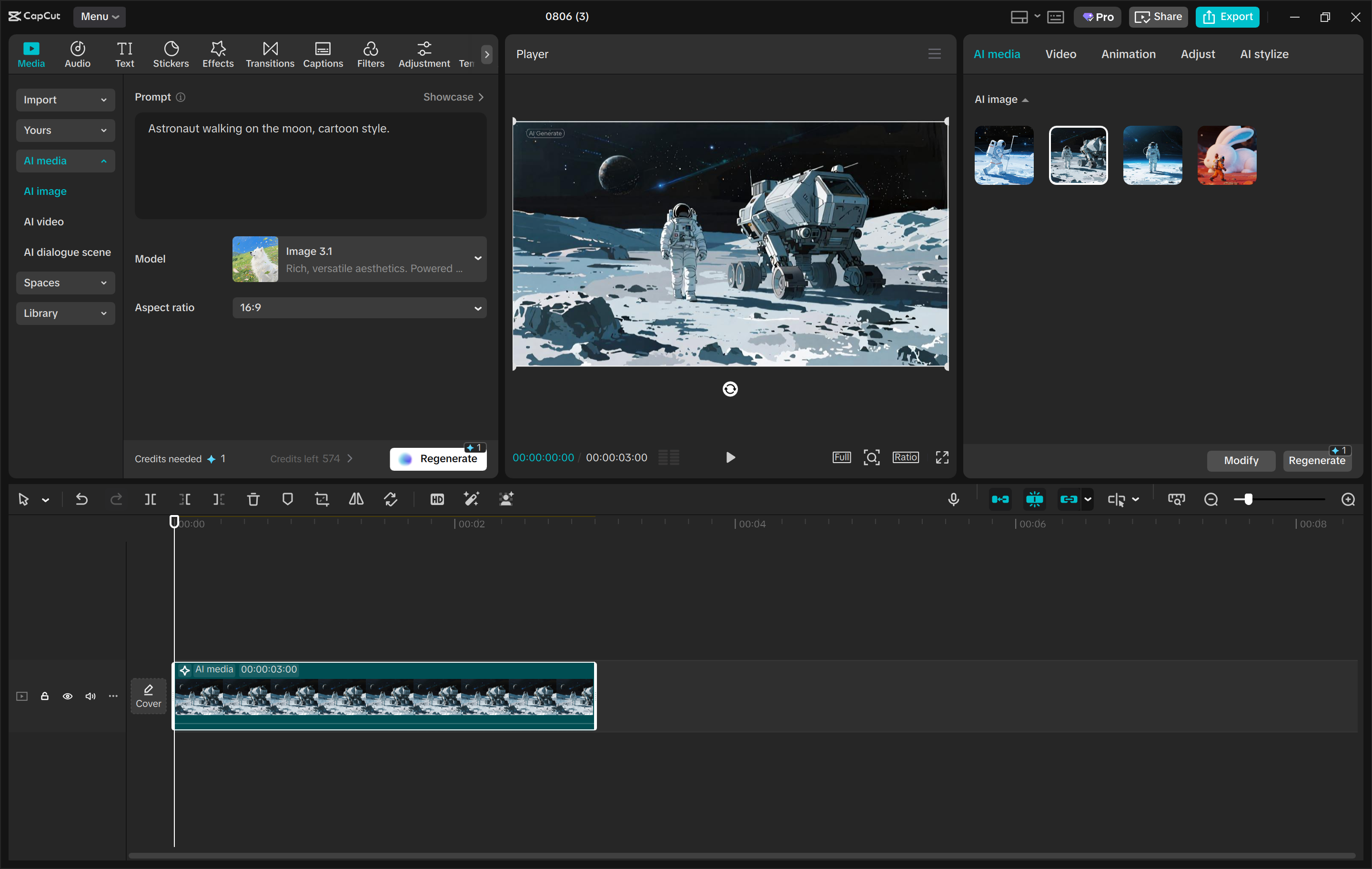 Interface of the CapCut desktop video editor - the best AI image generator with no sign up