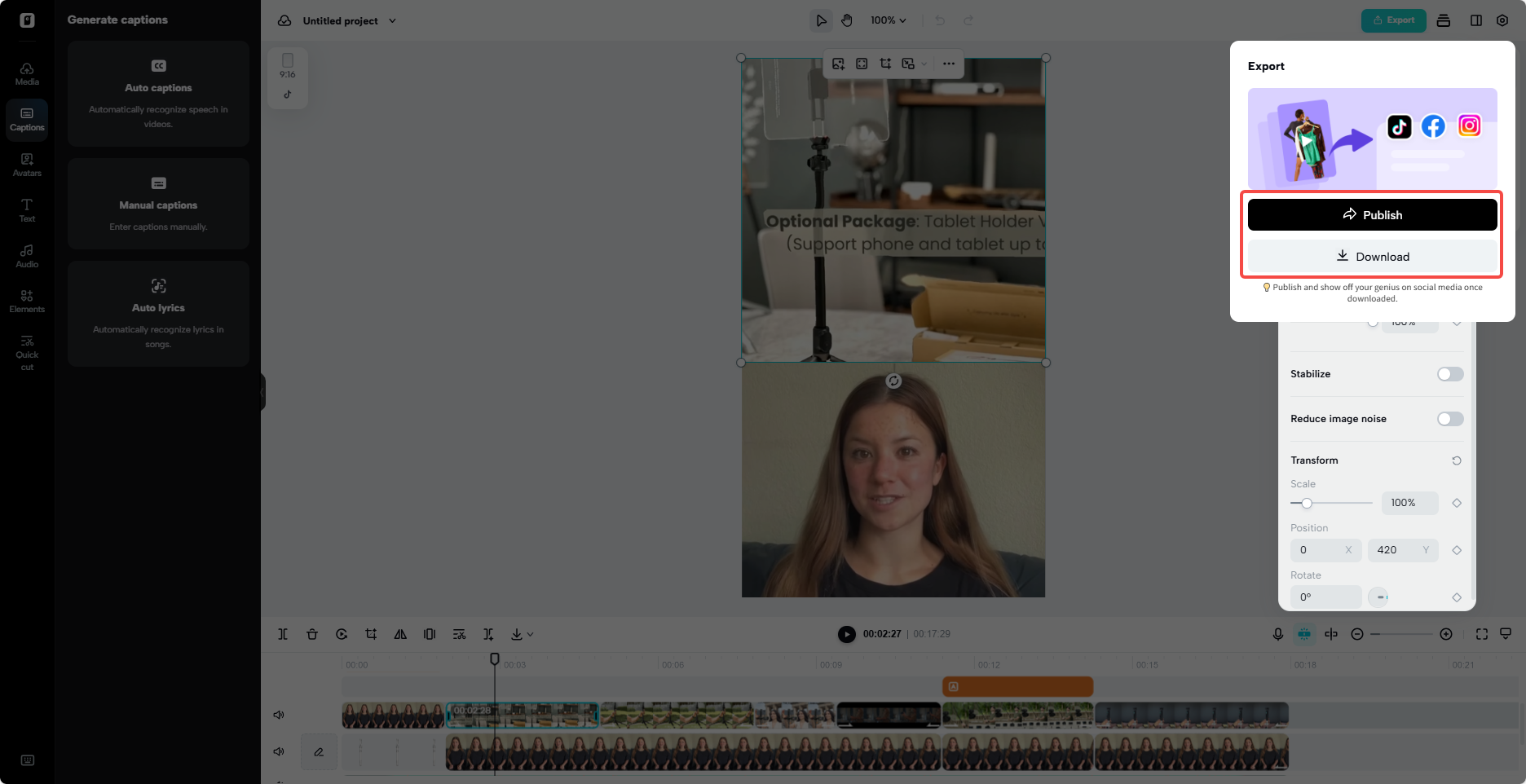 Export and share