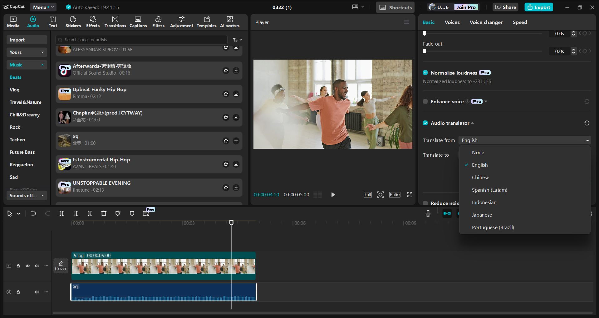 Interface do editor de vídeo para desktop CapCut - uma maneira intuitiva de adicionar música aos seus vídeos