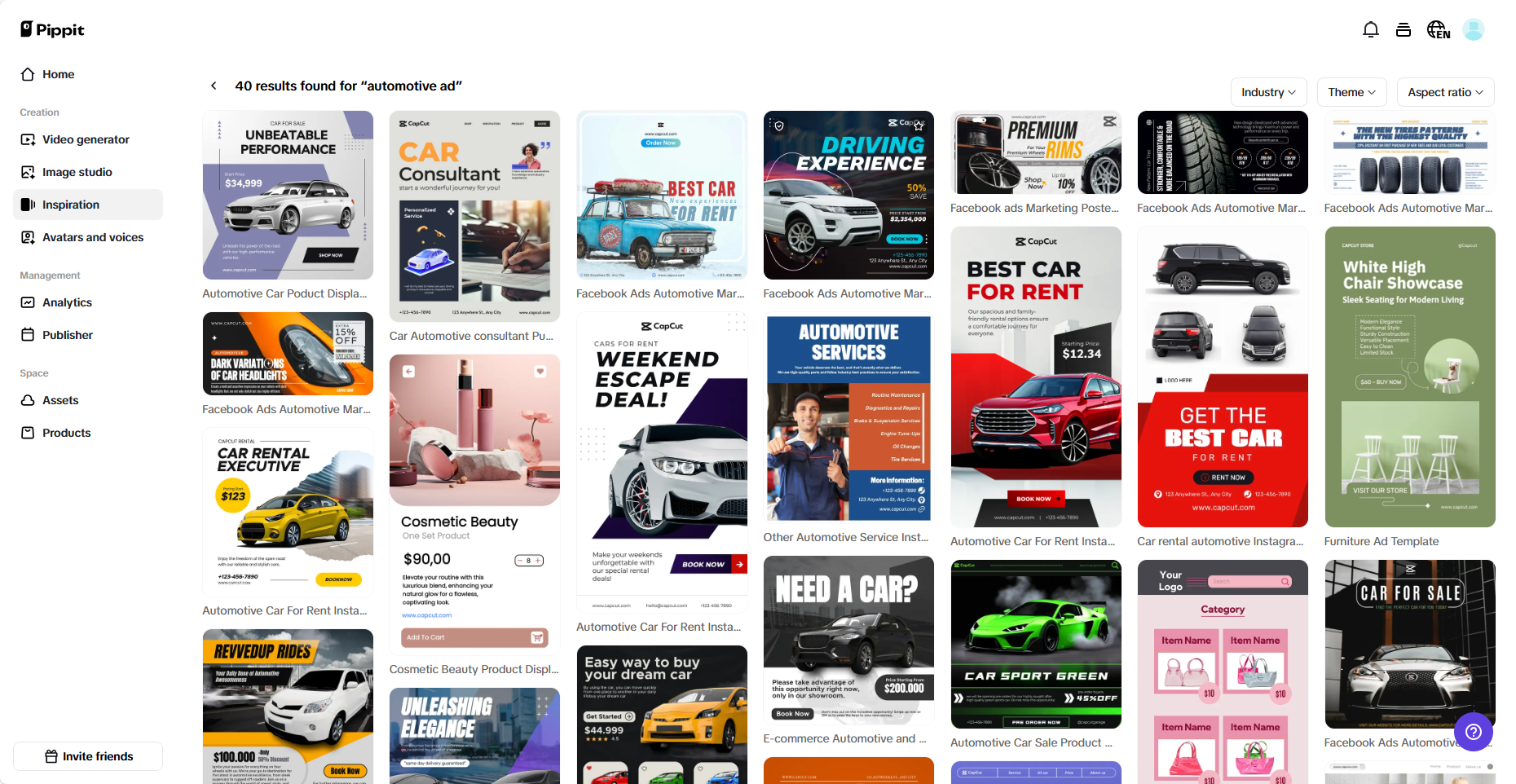 Various ad templates