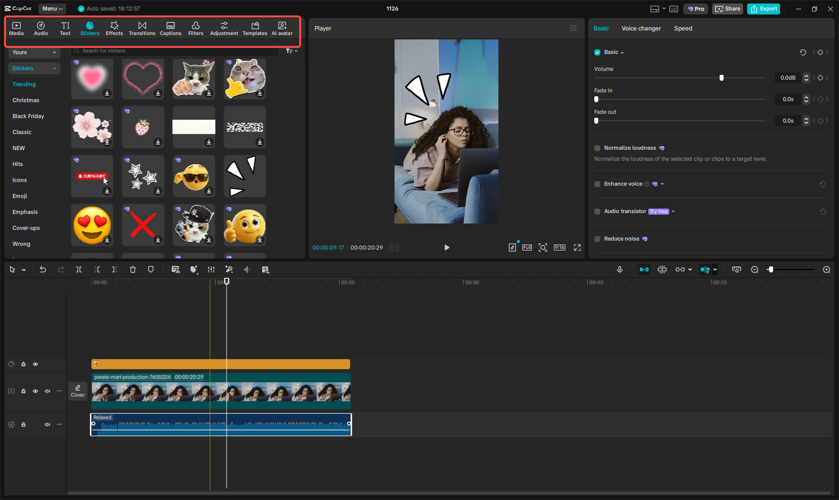 Add stickers, text, or audio to enhance your Short