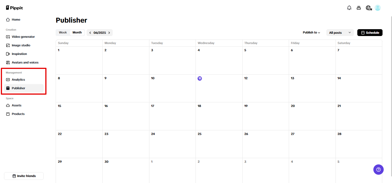 Programmazione di post da Pippit