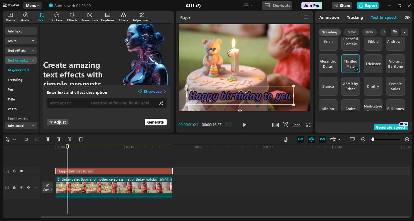 Interface do editor de vídeo para desktop CapCut - a melhor ferramenta para criar vídeos envolventes