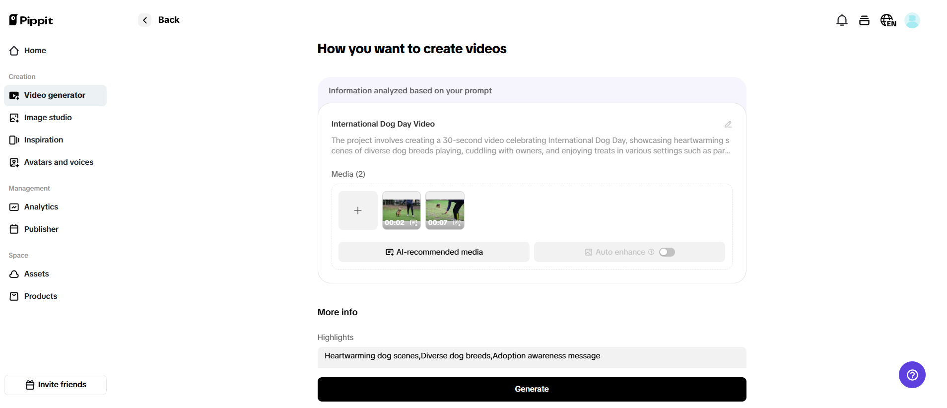 Generate your story content