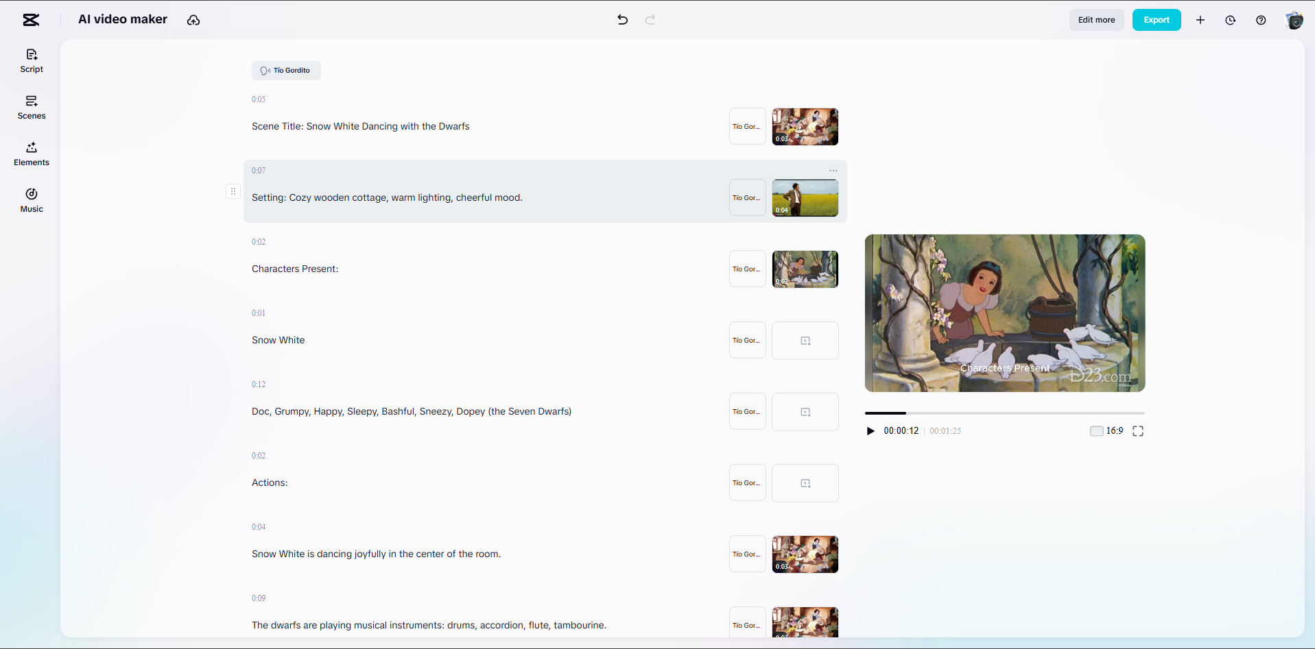 Generating a video from images with CapCut Web