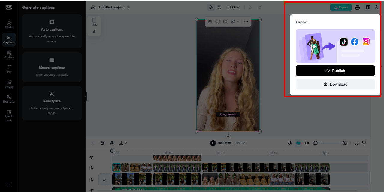 Exporting UGC video from Pippit