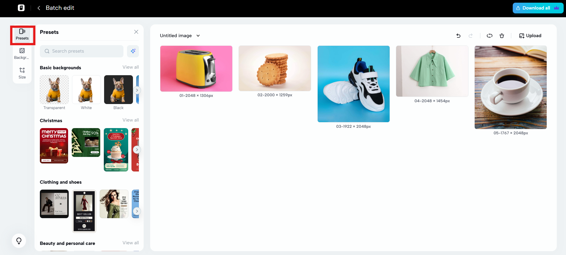 Choose from presets