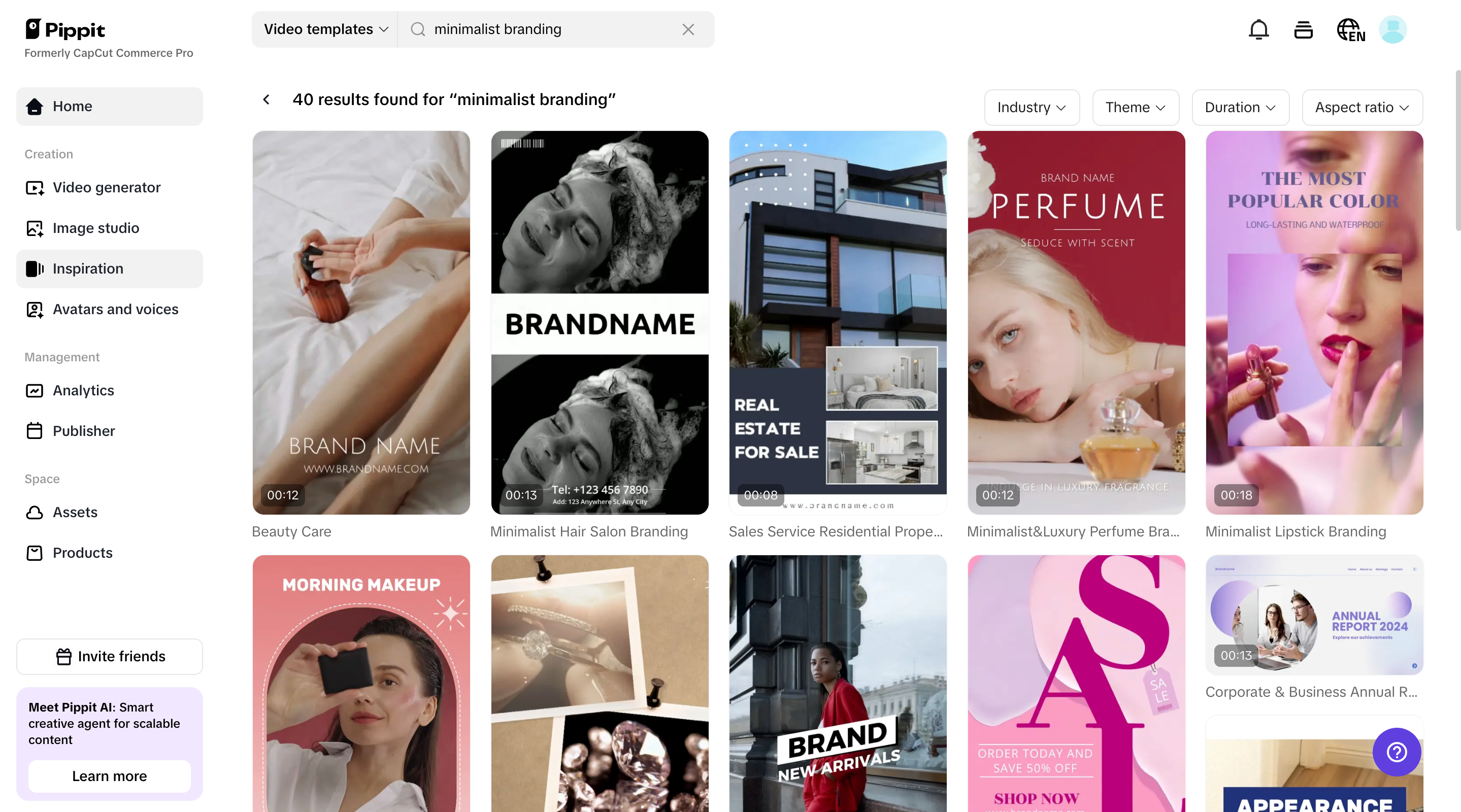 Select a video template