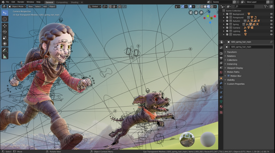 Interface do Blender - outro software de motion graphic útil e fácil