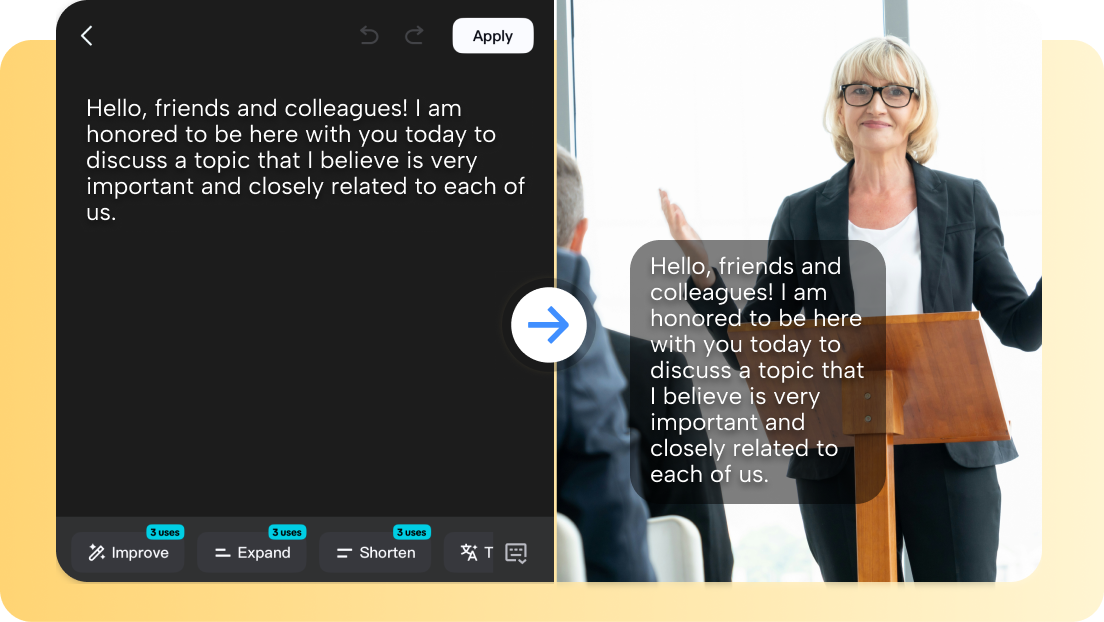 Enter teleprompter script using AI tools