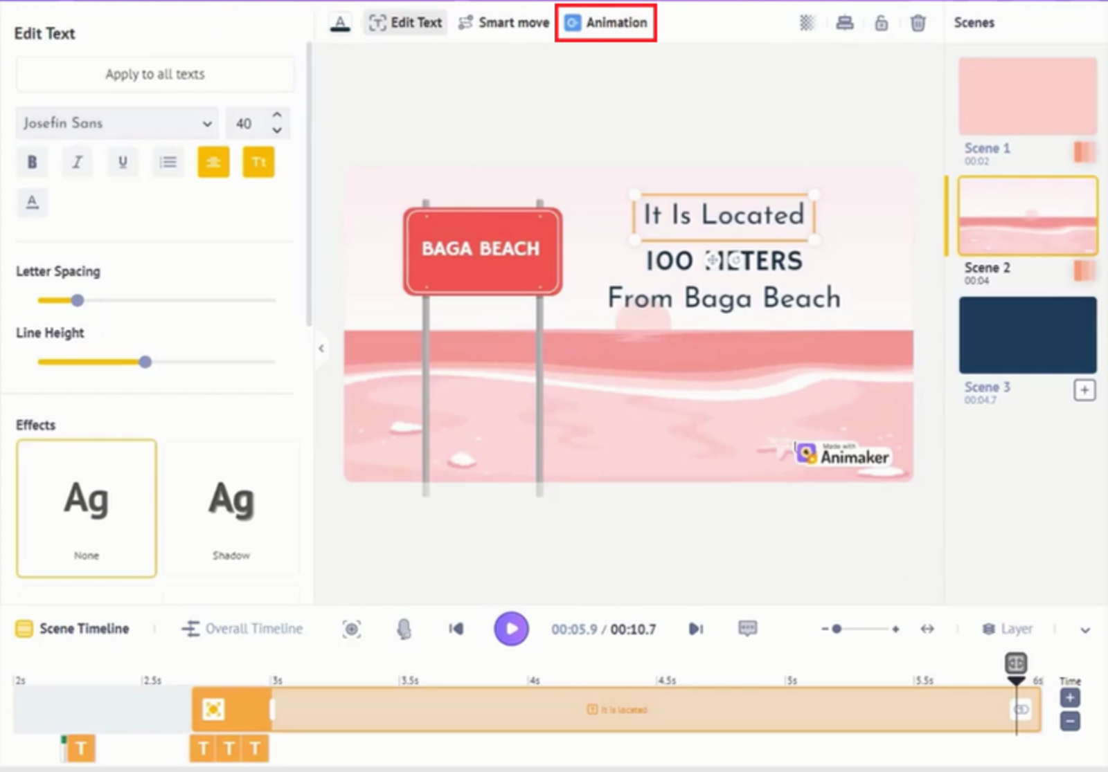 Interfaz de Animaker: la forma más gustada de hacer videos de texto animados
