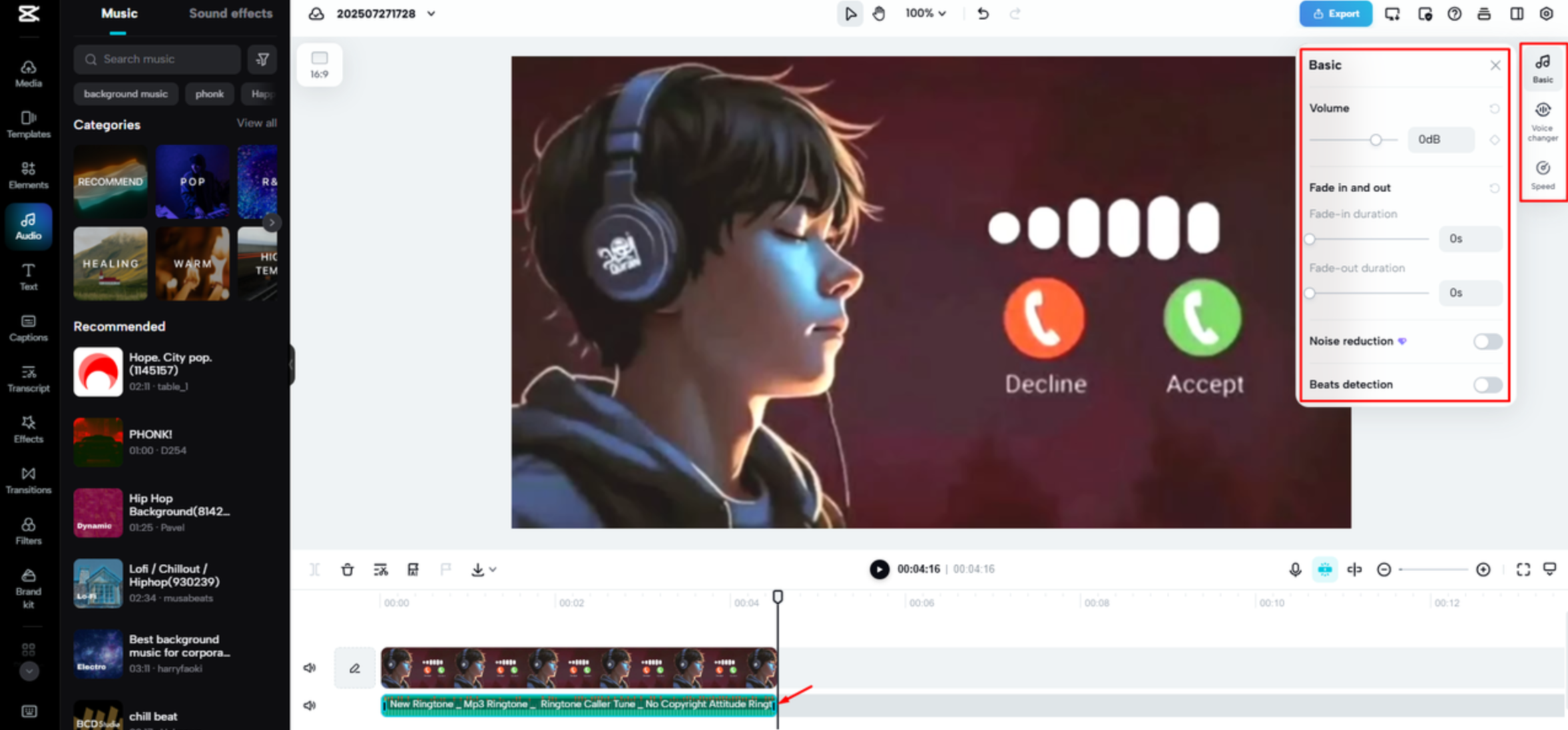 Estrarre audio da un video con CapCut Web