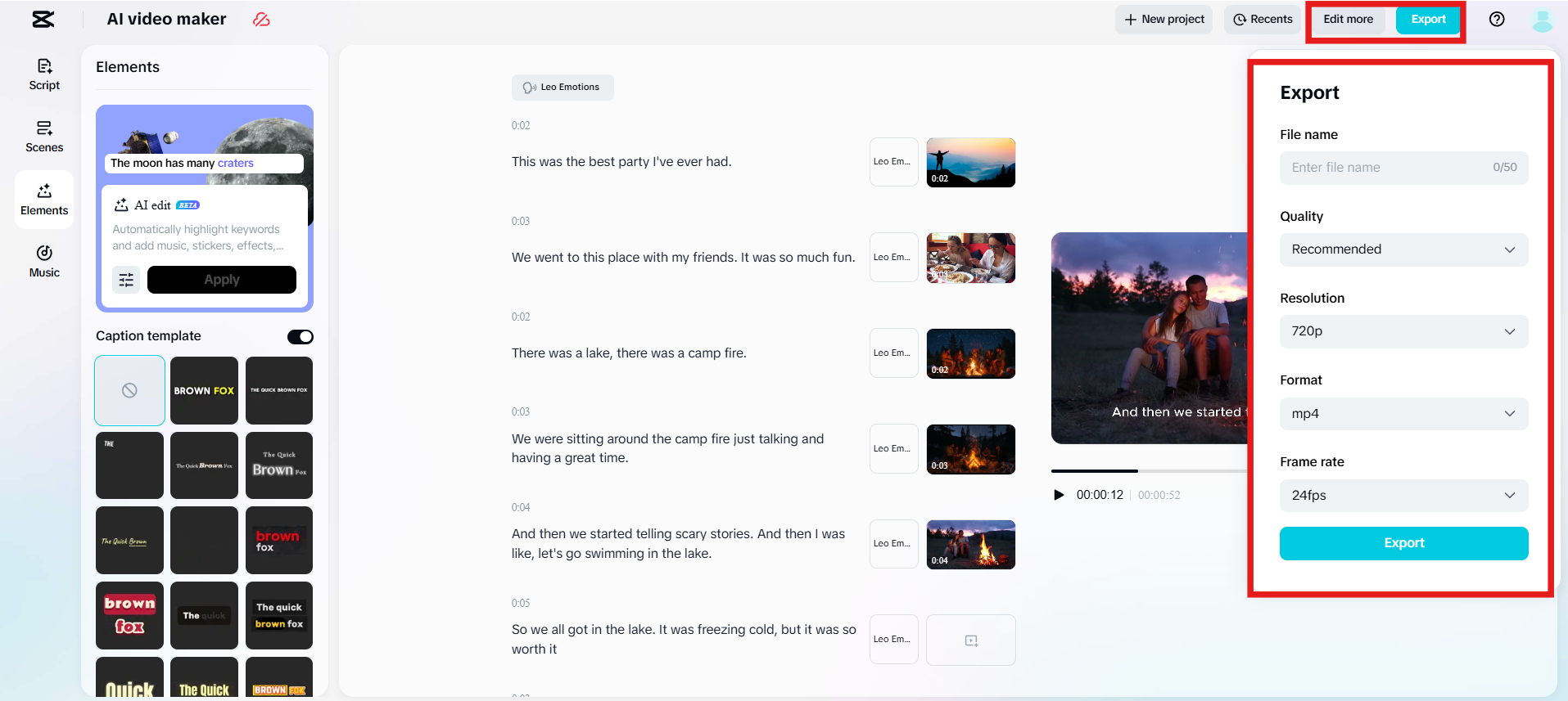 Export video