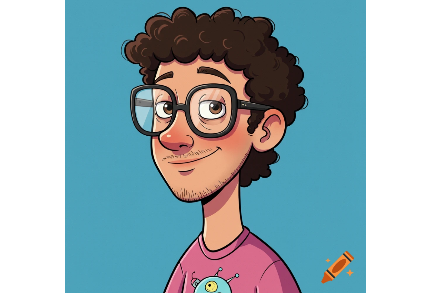 Profilo cartoon con fusione di colori sfumati e gradienti morbidi.