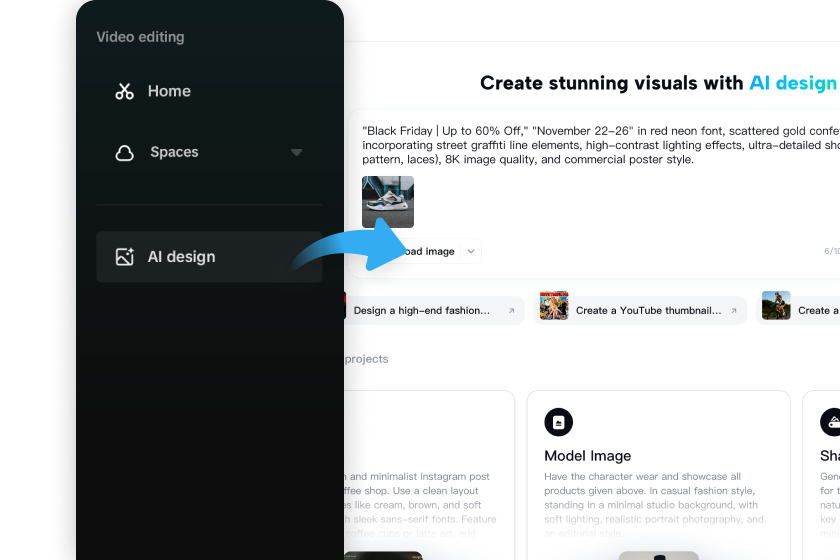 CapCut AI design generator for Black Friday banner creation