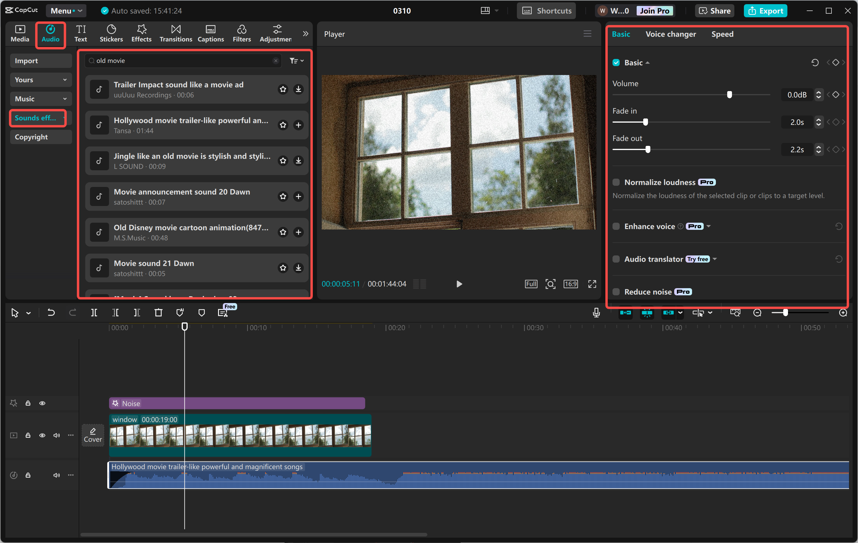 Agregar y ajustar los efectos de sonido en el CapCut editor de video de escritorio
