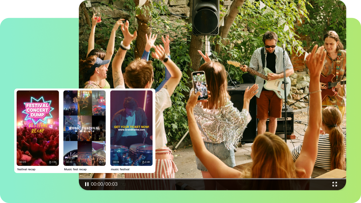 Odkrywaj szablony festiwalowych wideo w narzędziu do tworzenia festiwalowych wideo w CapCut.