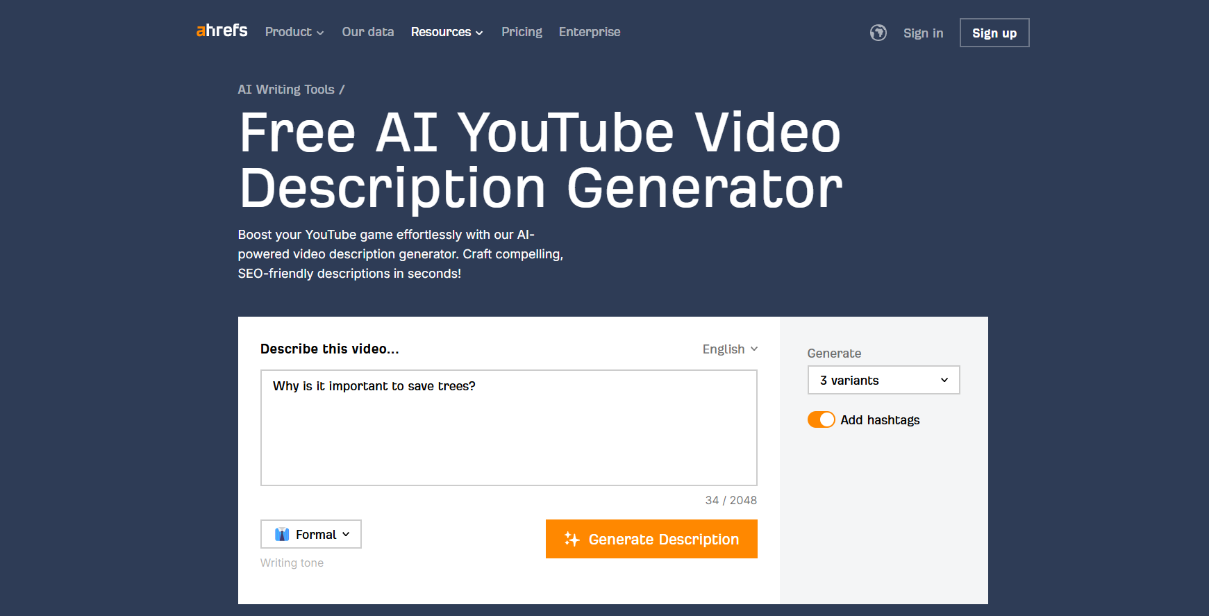Ahrefs interface