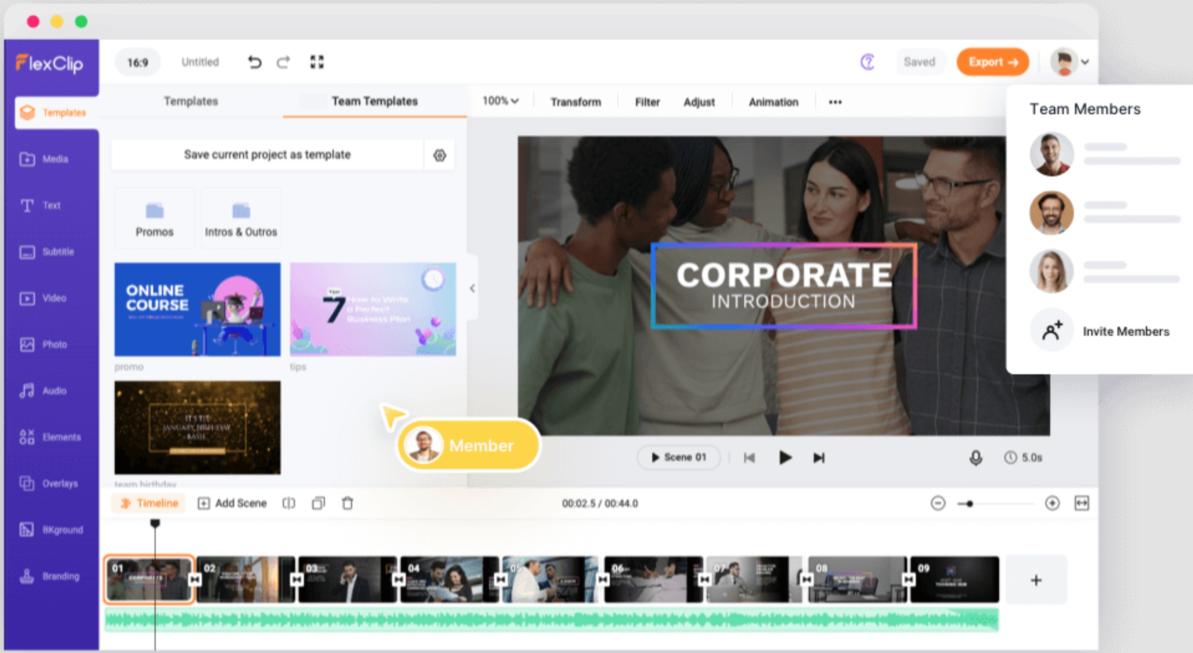Interface of the DJI video editor