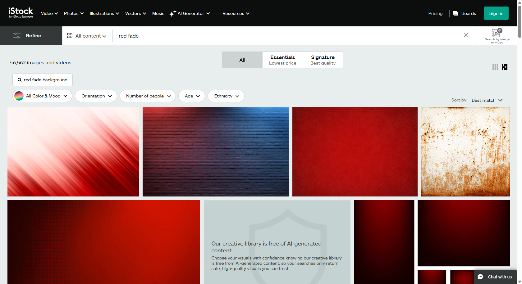 Interfaccia iStock