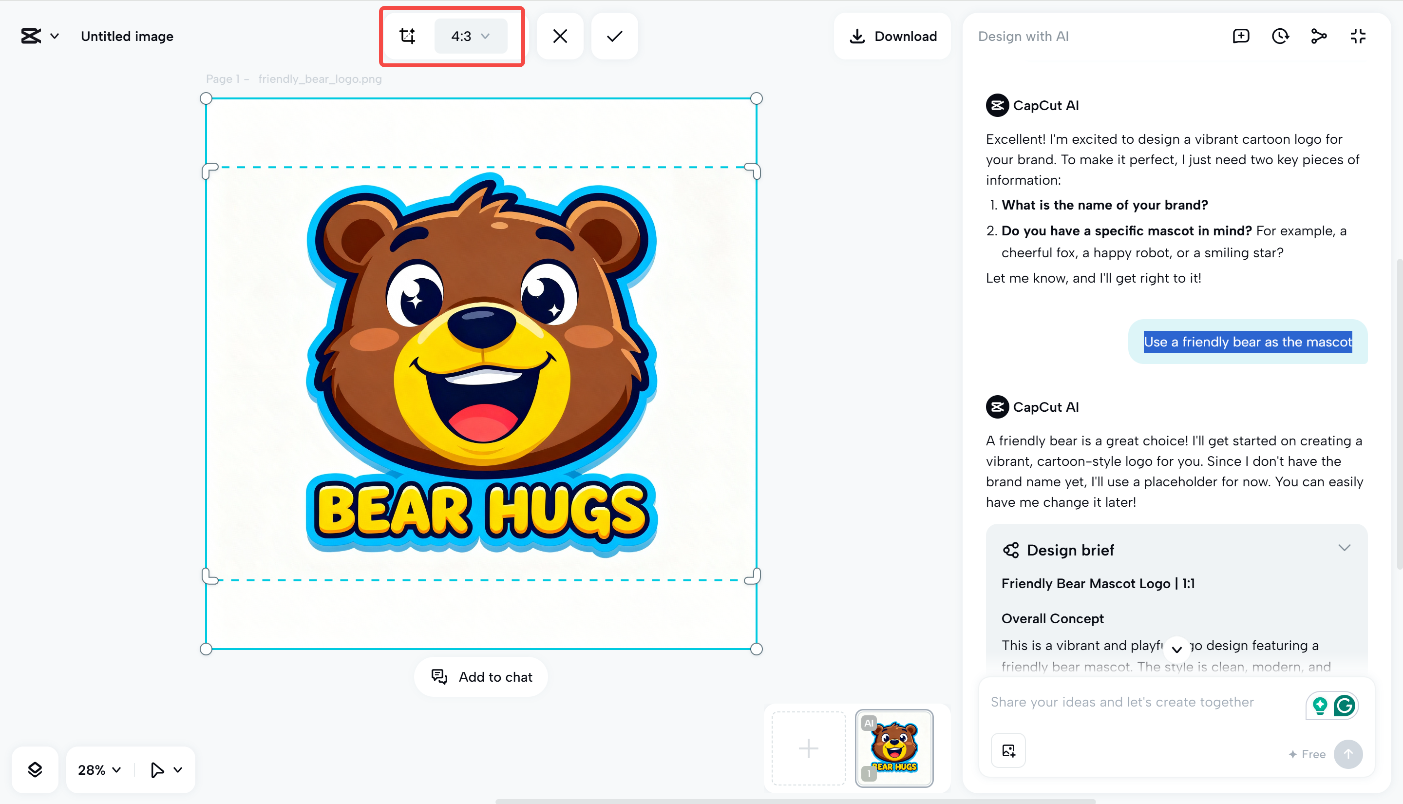 Personalizando o design do logotipo no CapCut Web