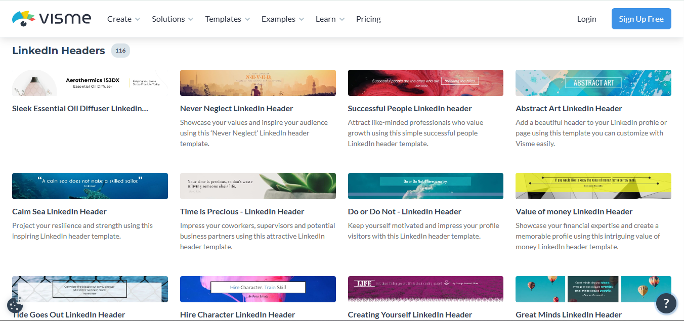 Visme - универсальный источник различных фоновых фотографий LinkedIn