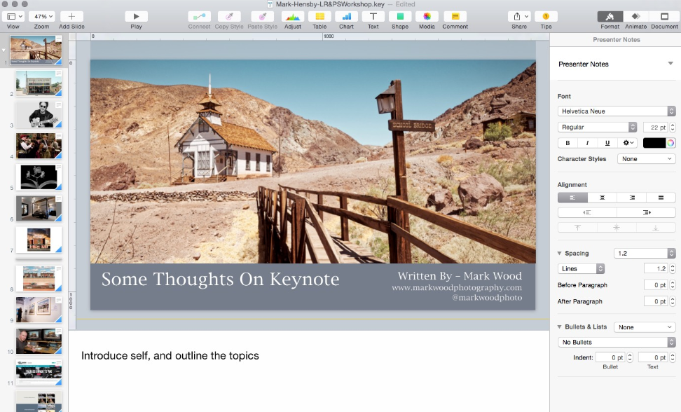 Keynote interface