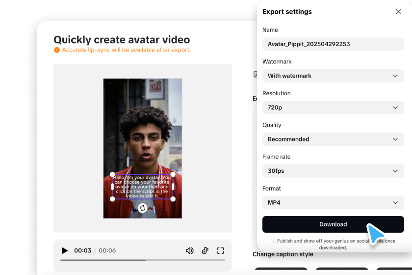 Export your avatar