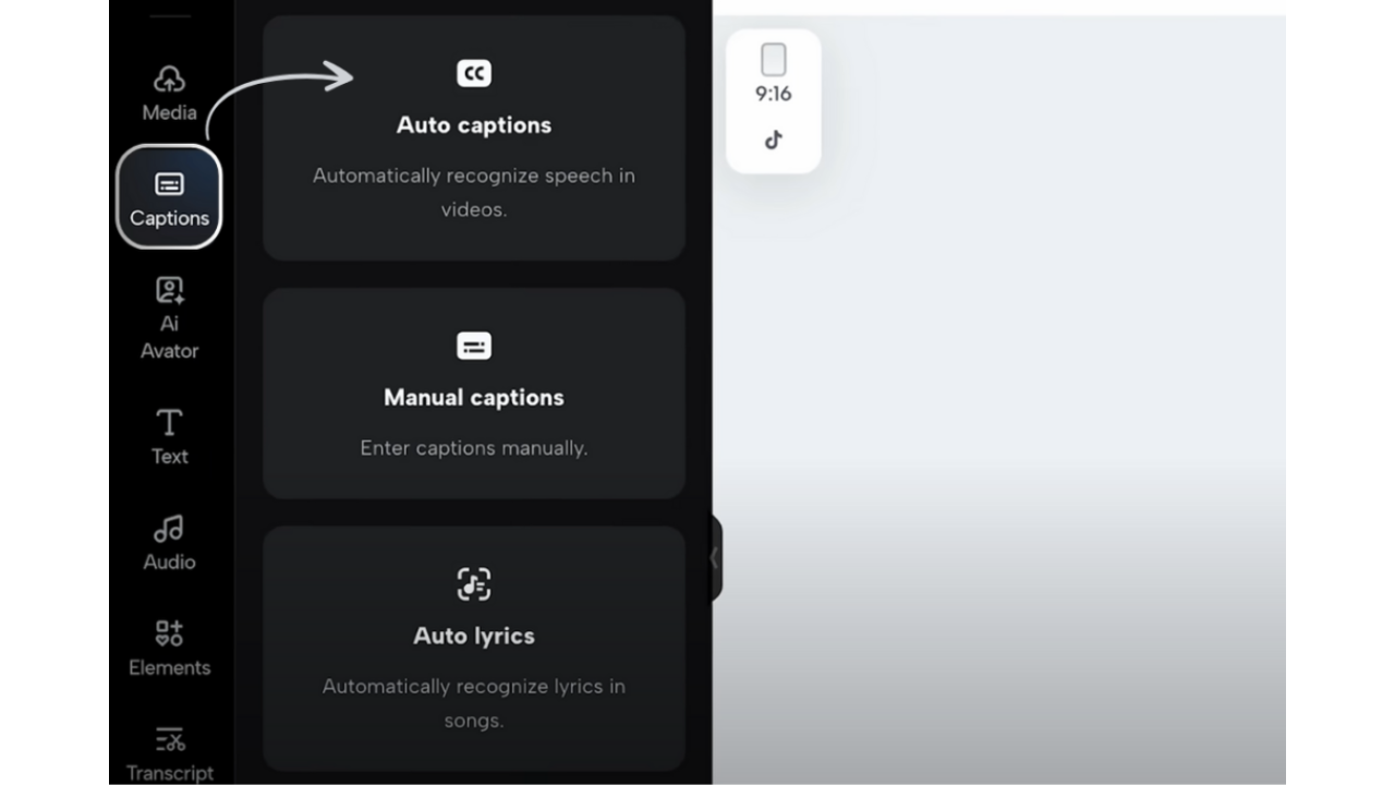 Pippit's captions feature