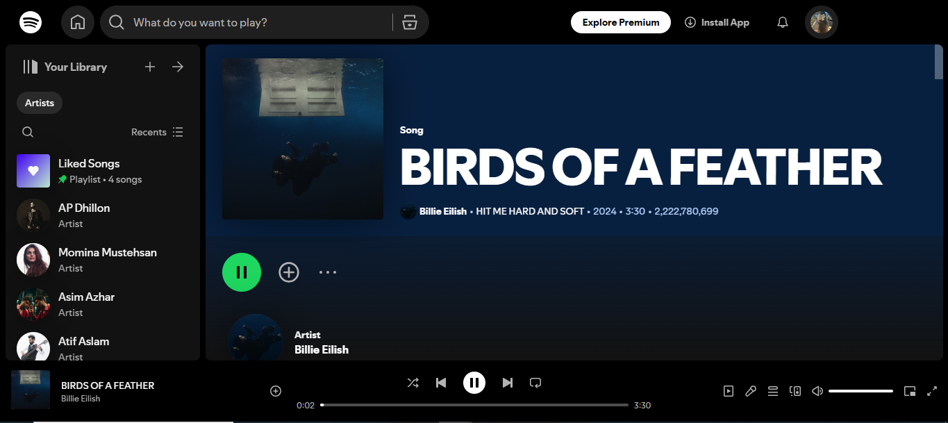 Cover di Birds Of A Feather - un successo straordinario su Spotify