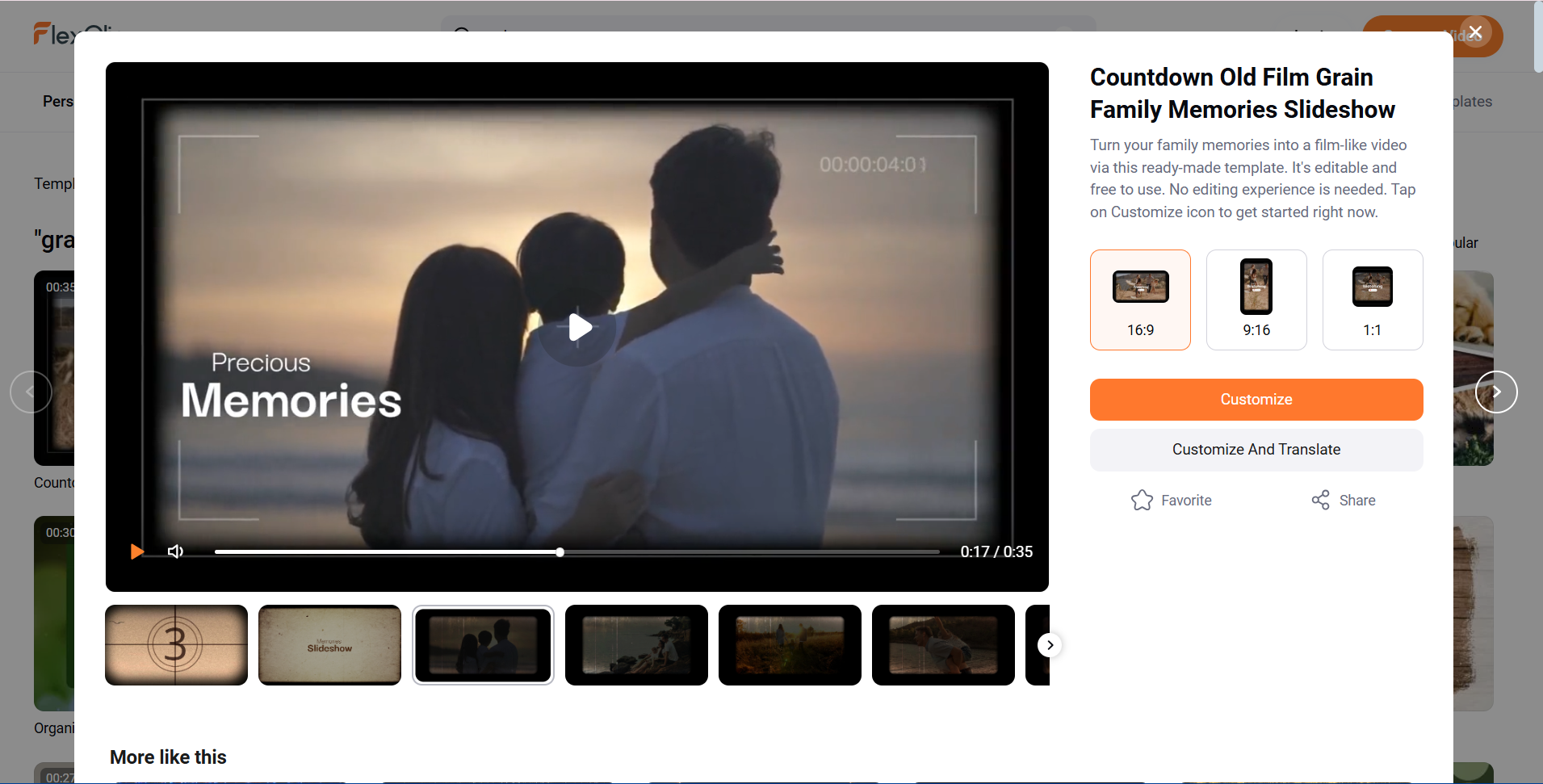 Ajoutez facilement un effet de grain en ligne à leurs photos et vidéos avec Flexclip