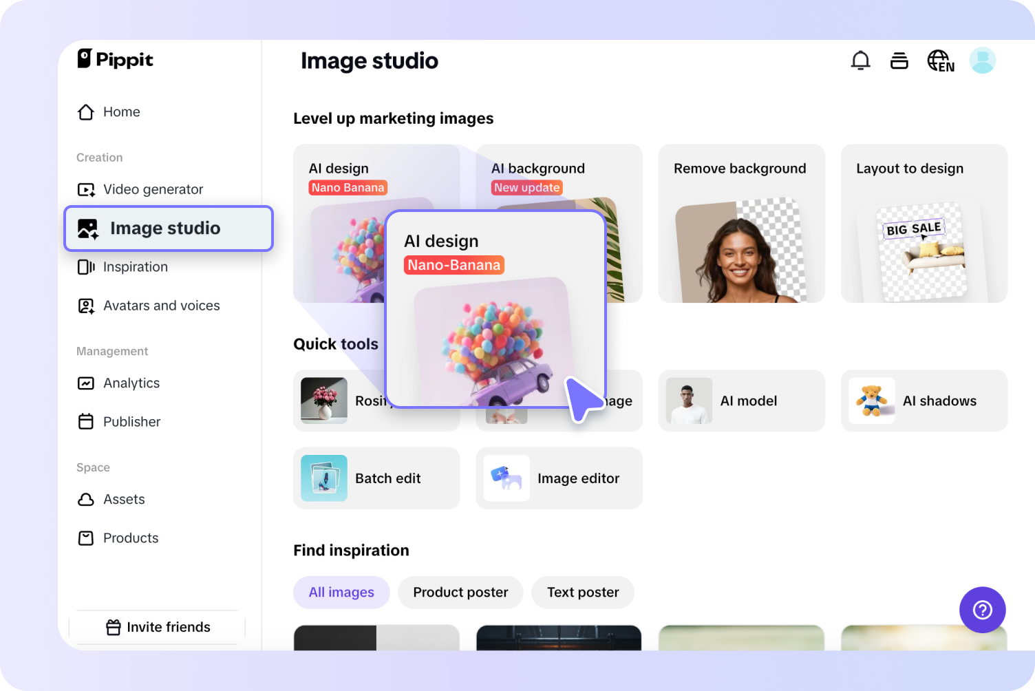 Navigate to AI design feature
