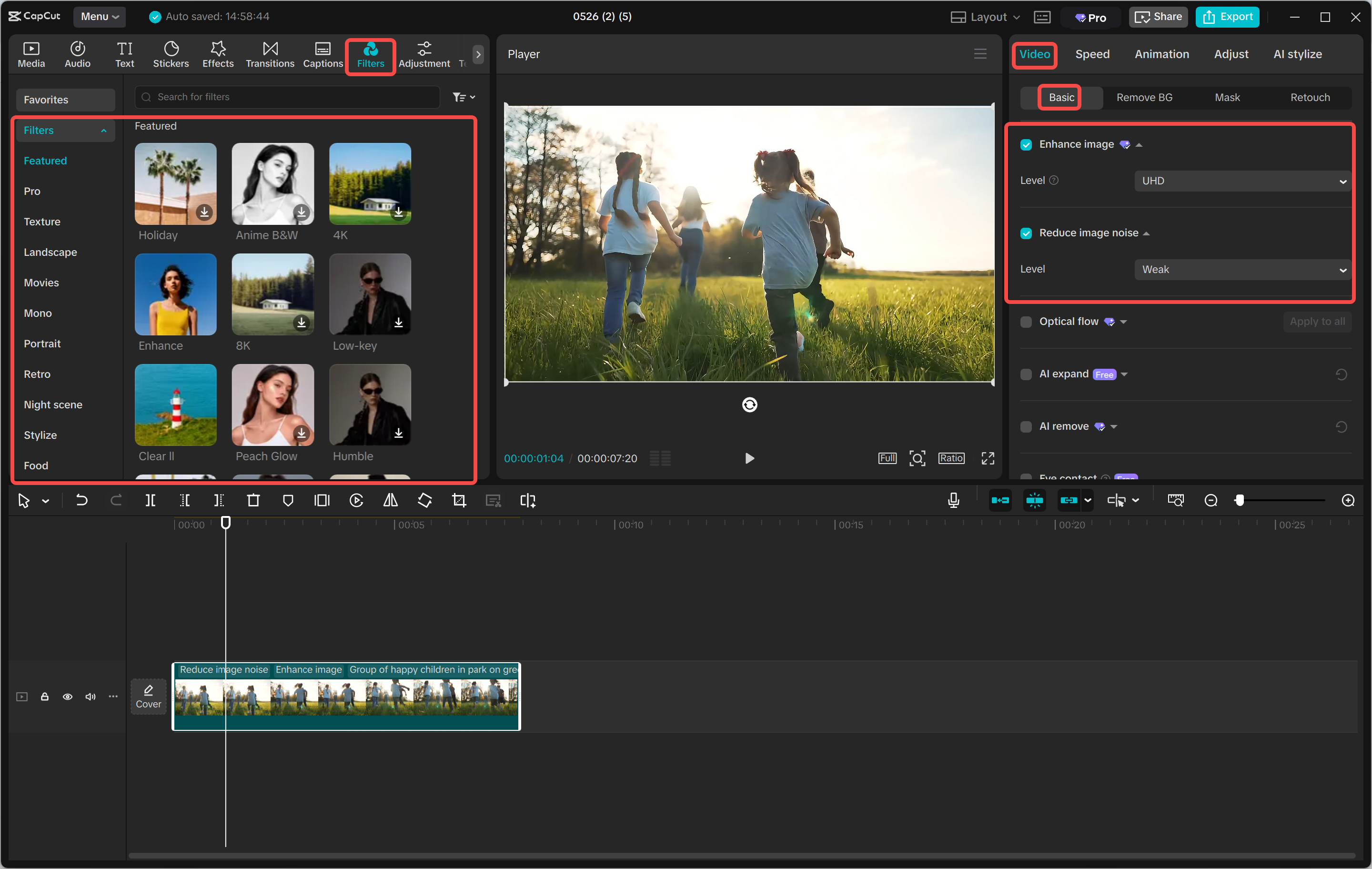 Editing an image in the CapCut desktop video editor