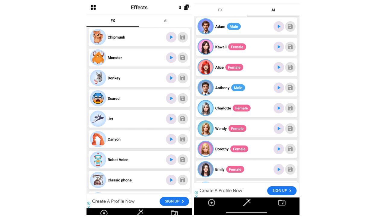 Male to female voice changer