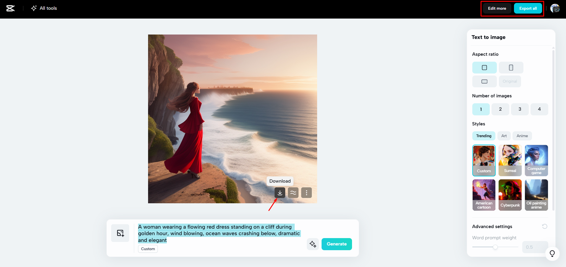 Télécharger une image depuis CapCut Web