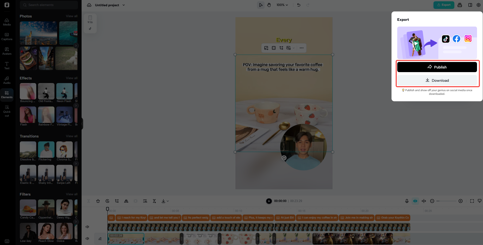 Seamless download and sharing