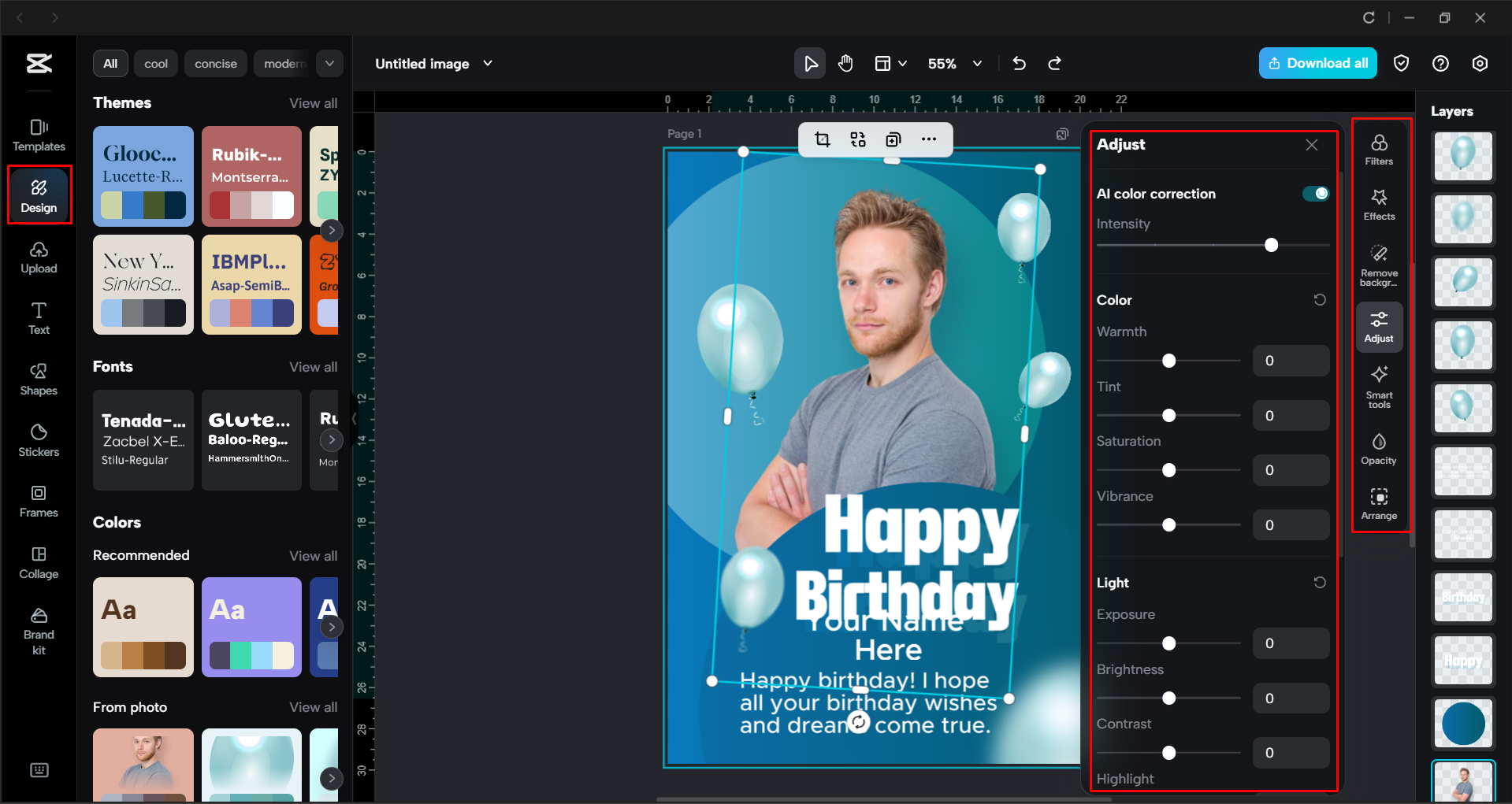 Editing and fine tuning the template in the CapCut desktop video editor