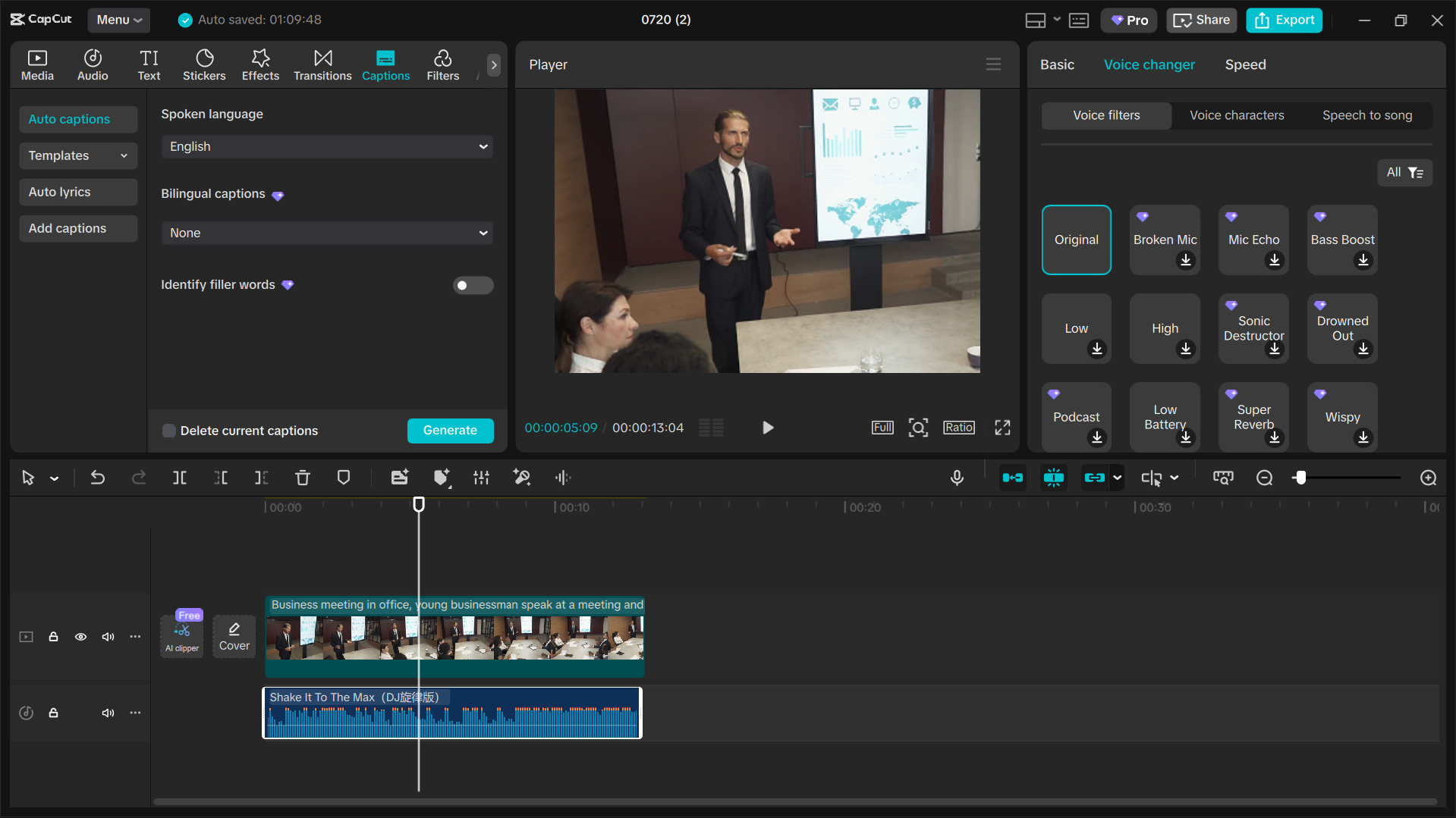 The interface of the CapCut desktop video editor