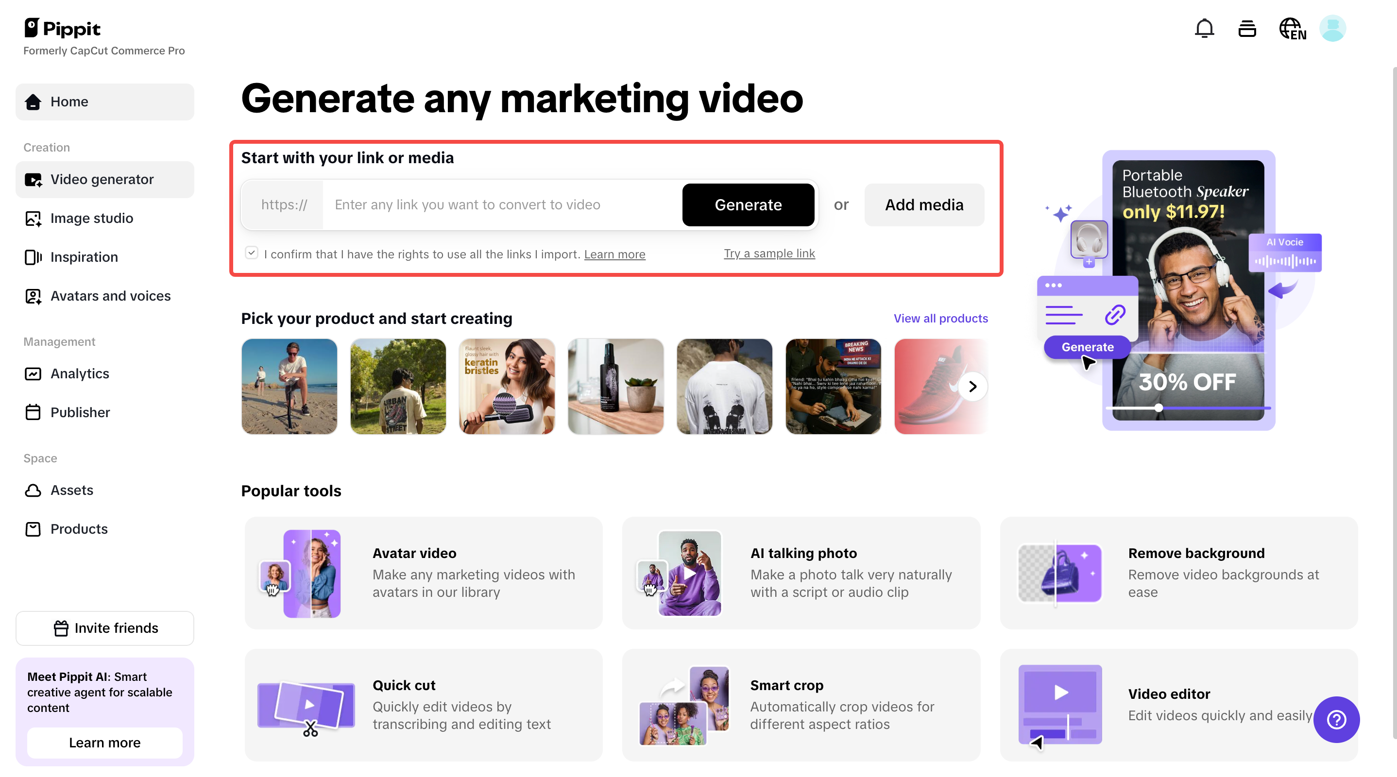 Generate with product links