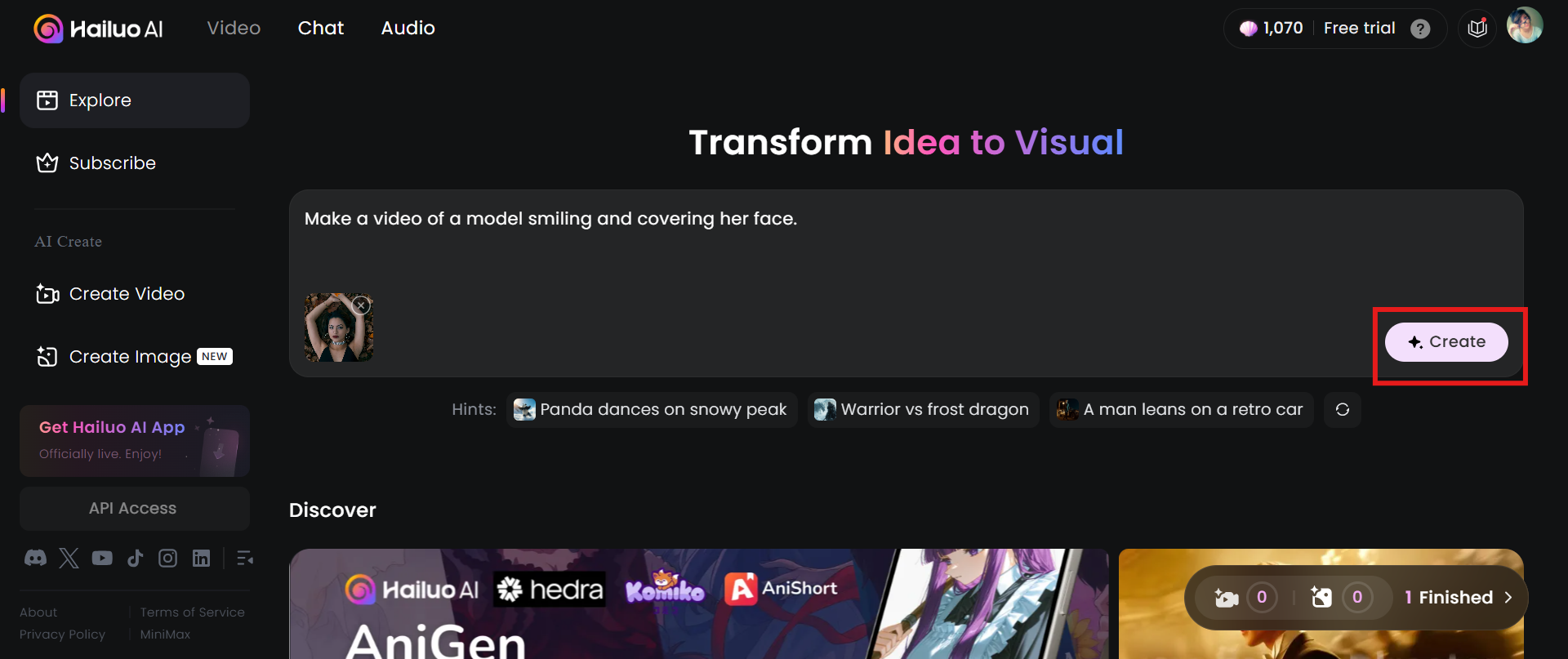 Crear imagen a video con AI MiniMax