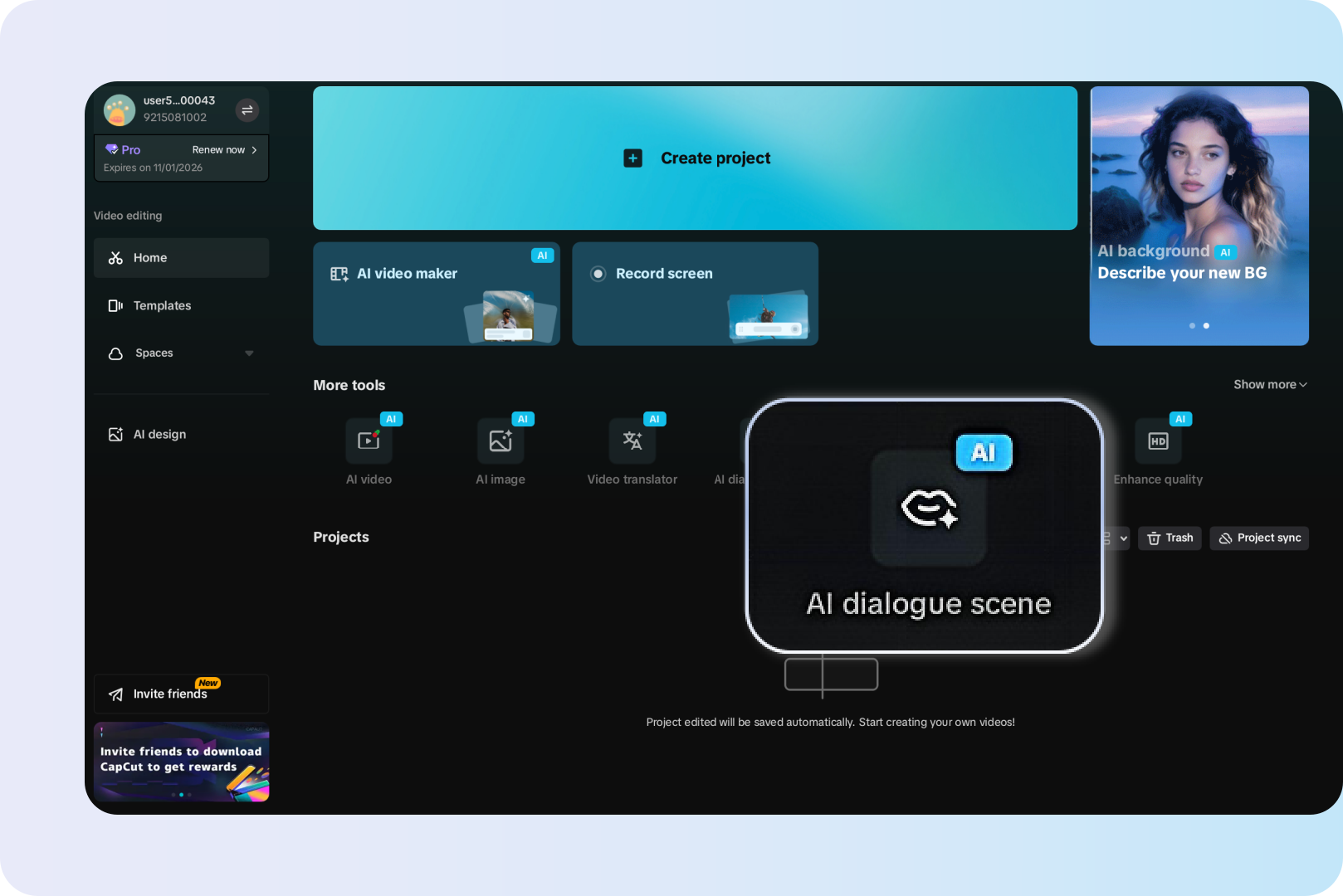 Start the AI dialogue scene feature