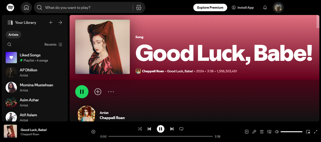 Cover of Good Luck, Babe - diakui sebagai salah satu lagu yang paling banyak diputar di Spotify minggu ini
